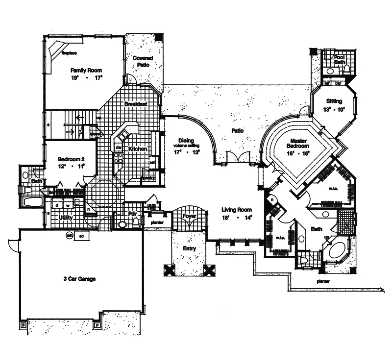 Adobe House Plans & Southwestern Home Design First Floor - Daytona Southwestern Style Home 047D-0164 - Search House Plans and More