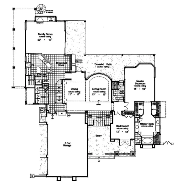 Santa Fe House Plan First Floor - Palm Valley Sunbelt Home 047D-0165 - Shop House Plans and More