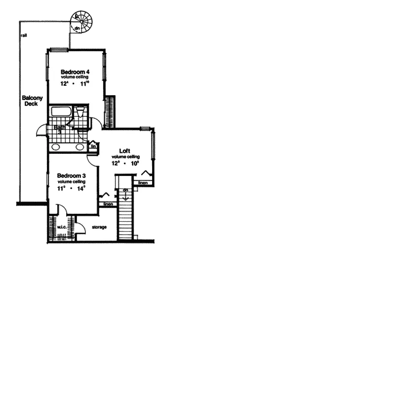 Spanish House Plan Second Floor - Palm Valley Sunbelt Home 047D-0165 - Shop House Plans and More