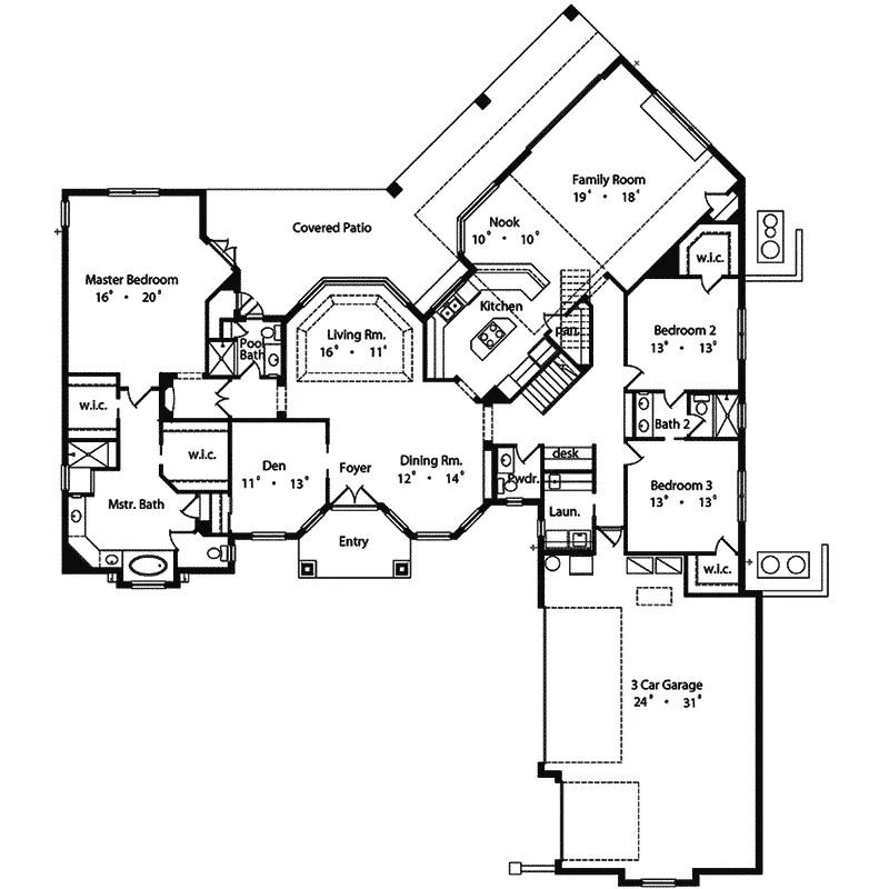 Adobe House Plans & Southwestern Home Design First Floor - Summerbay Luxury Sunbelt Home 047D-0166 - Shop House Plans and More