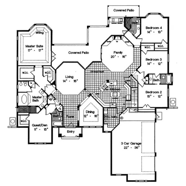 Ranch House Plan First Floor - Duval Place Luxury Home 047D-0167 - Search House Plans and More