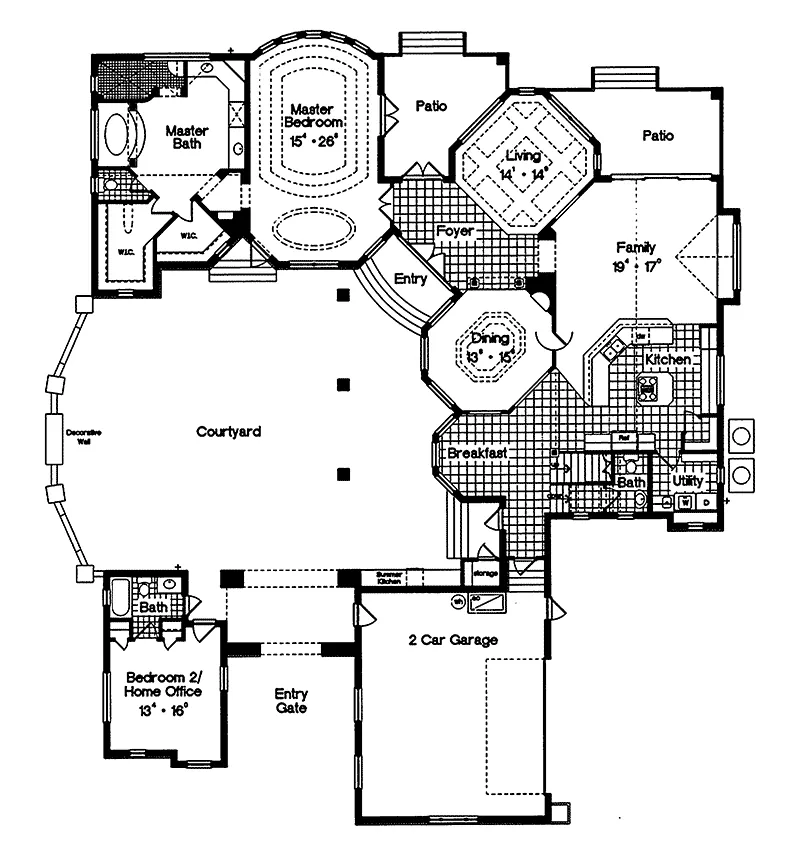 Florida House Plan First Floor - Trenton Park Tudor Style Home 047D-0168 - Shop House Plans and More