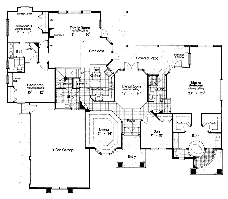 Florida House Plan First Floor - Gilcrist European Home 047D-0169 - Search House Plans and More
