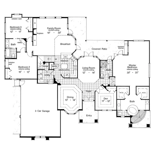 Adobe House Plans & Southwestern Home Design First Floor - Gilcrist European Home 047D-0169 - Search House Plans and More