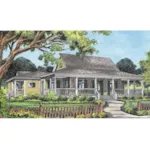 Country Acadian Home Design With Wrap-Around Porch