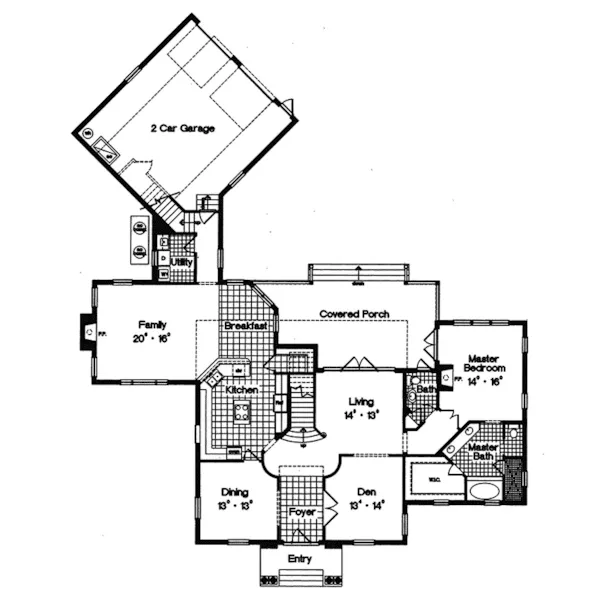 Sunbelt House Plan First Floor - Turnbull Plantation Home 047D-0171 - Shop House Plans and More