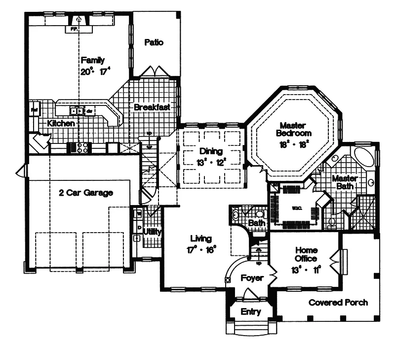 Farmhouse Plan First Floor - Federal Point Georgian Home 047D-0172 - Search House Plans and More