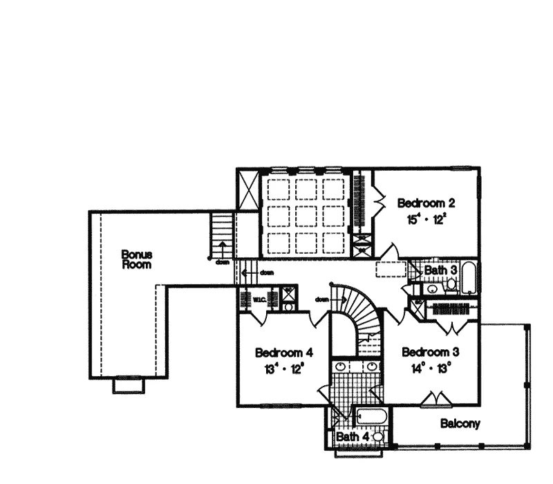 Traditional House Plan Second Floor - Federal Point Georgian Home 047D-0172 - Search House Plans and More