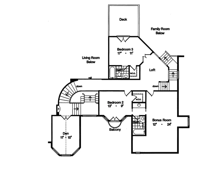 Southwestern House Plan Second Floor - San Mateo Mediterranean Home 047D-0174 - Shop House Plans and More