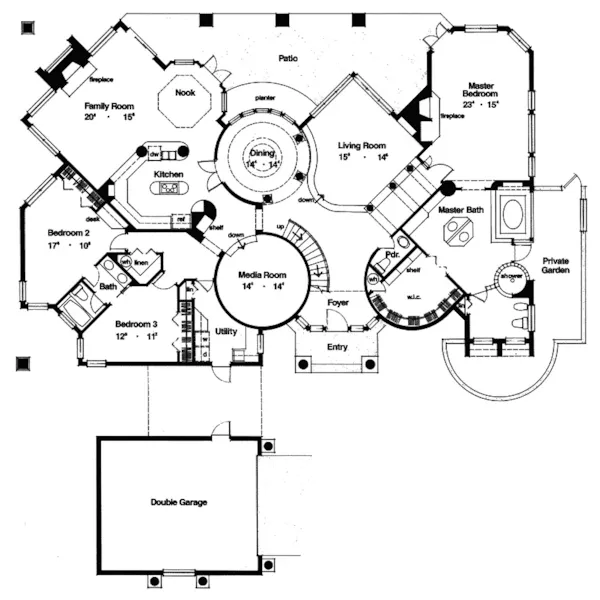 Florida House Plan First Floor - Beverly Beach Sunbelt Home 047D-0175 - Search House Plans and More