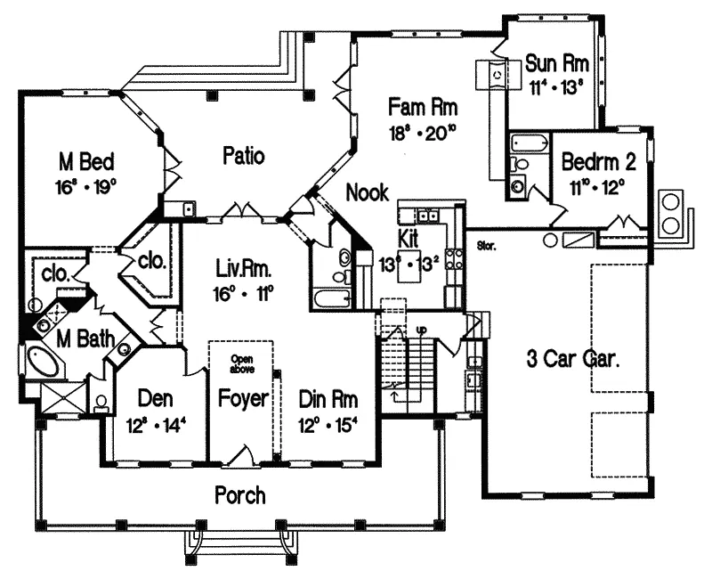 Tudor House Plan First Floor - Dixie Hill Farmhouse 047D-0176 - Search House Plans and More
