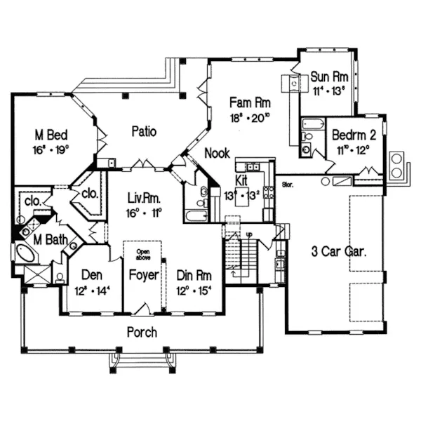 Country House Plan First Floor - Dixie Hill Farmhouse 047D-0176 - Search House Plans and More