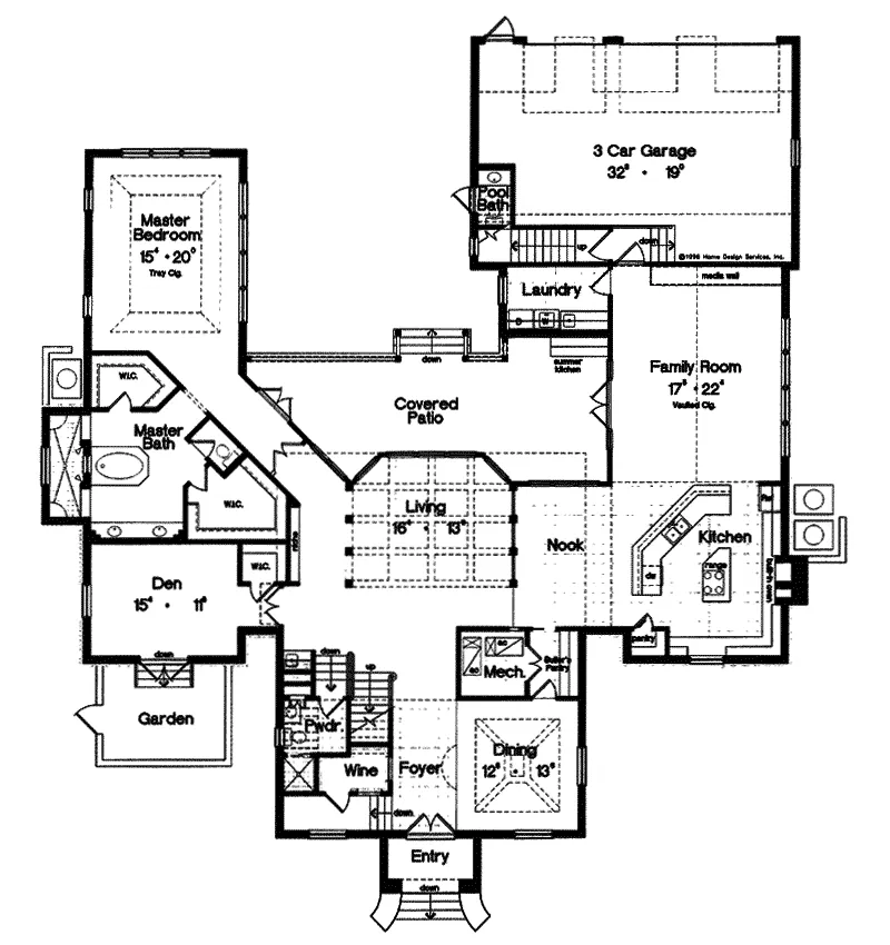 Greek Revival House Plan First Floor - Fanning Springs Georgian Home 047D-0177 - Search House Plans and More
