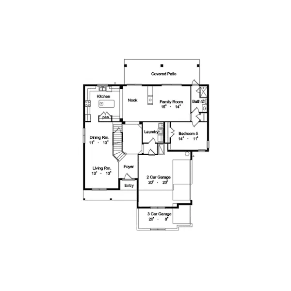 Greek Revival House Plan First Floor - Fowler Bluff Country Home 047D-0179 - Search House Plans and More