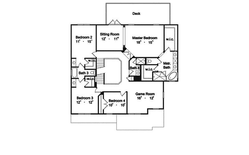 Colonial House Plan Second Floor - Fowler Bluff Country Home 047D-0179 - Search House Plans and More