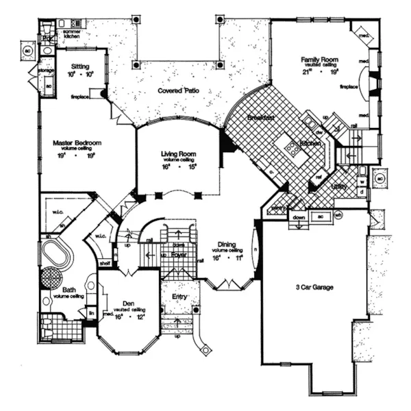 Southwestern House Plan First Floor - Merritt Island Sunbelt Home 047D-0181 - Shop House Plans and More