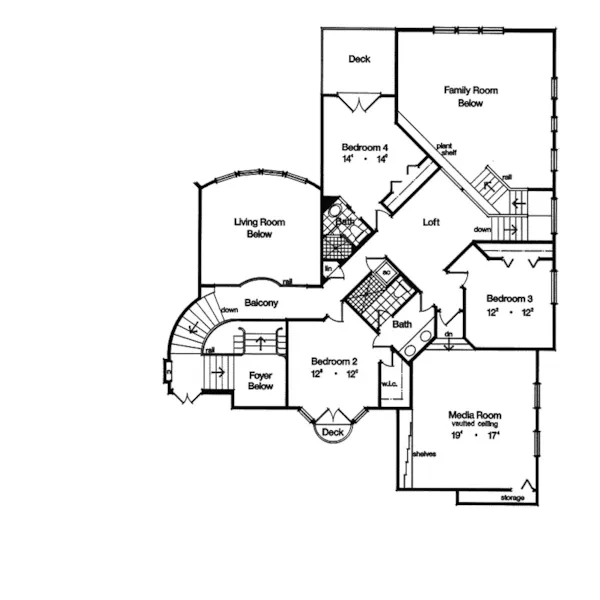 Southwestern House Plan Second Floor - Merritt Island Sunbelt Home 047D-0181 - Shop House Plans and More