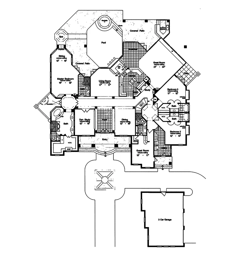 Sunbelt House Plan First Floor - Vanderbilt Beach Luxury Home 047D-0185 - Shop House Plans and More