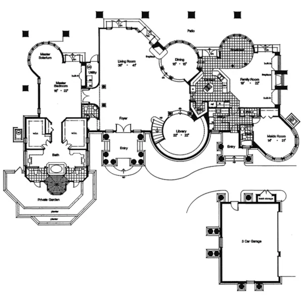 Spanish House Plan First Floor - Cayo Costa Spanish Luxury Home 047D-0186 - Search House Plans and More