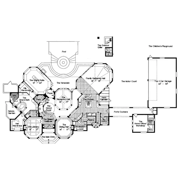 Sunbelt House Plan First Floor - Grove City French Country Home 047D-0187 - Search House Plans and More