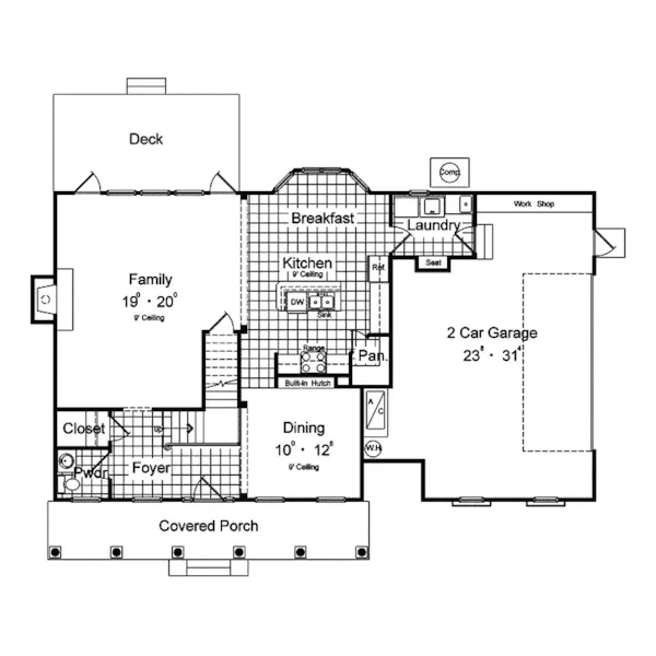 Colonial House Plan First Floor - Venice Gardens Southern Home 047D-0188 - Shop House Plans and More