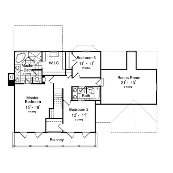 Colonial House Plan Second Floor - Venice Gardens Southern Home 047D-0188 - Shop House Plans and More