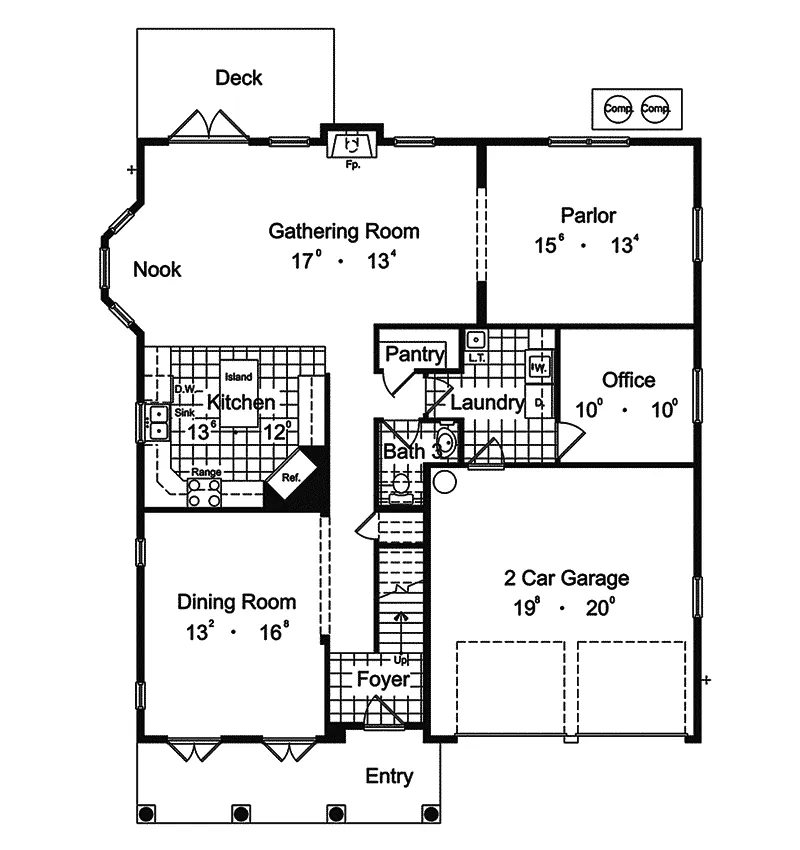Sunbelt House Plan First Floor - Gasparilla Florida Style Home 047D-0192 - Search House Plans and More