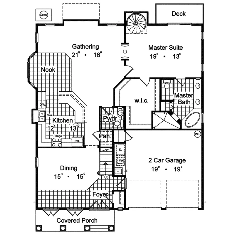 Florida House Plan First Floor - Sebring Bay Adobe Sunbelt Home 047D-0195 - Shop House Plans and More