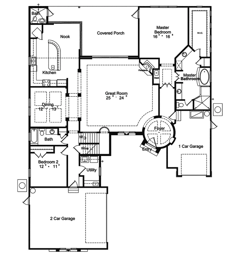 Adobe House Plans & Southwestern Home Design First Floor - Islandia Mediterranean Home 047D-0198 - Search House Plans and More