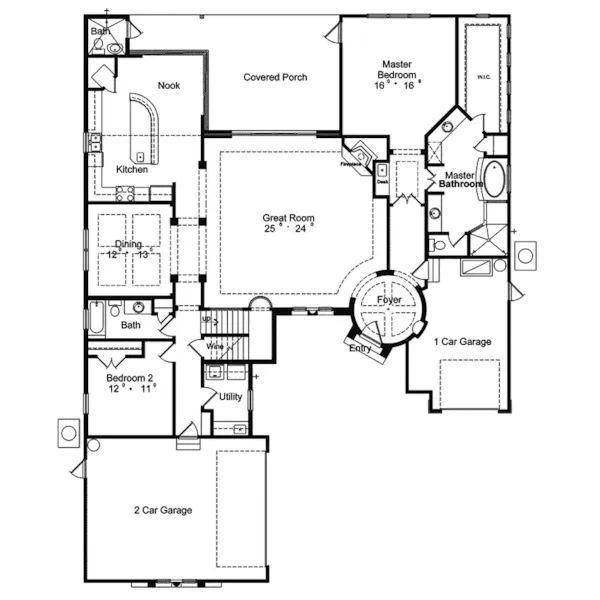 Santa Fe House Plan First Floor - Islandia Mediterranean Home 047D-0198 - Search House Plans and More