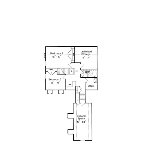 Country House Plan Second Floor - Estero Colonial Home 047D-0205 - Search House Plans and More