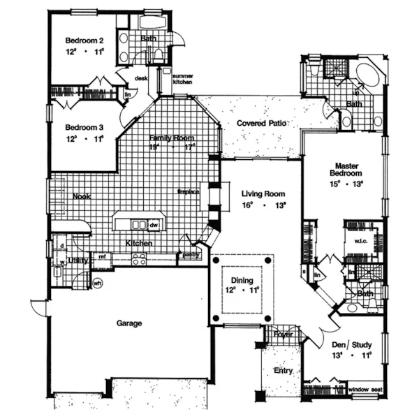 Adobe House Plans & Southwestern Home Design First Floor - Marco Mesa Southwestern Home 047D-0207 - Shop House Plans and More