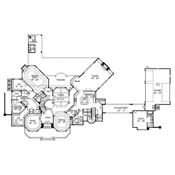 Traditional House Plan First Floor - Miranda Place Luxury Home 047D-0215 - Shop House Plans and More