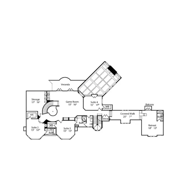 Traditional House Plan Second Floor - Miranda Place Luxury Home 047D-0215 - Shop House Plans and More