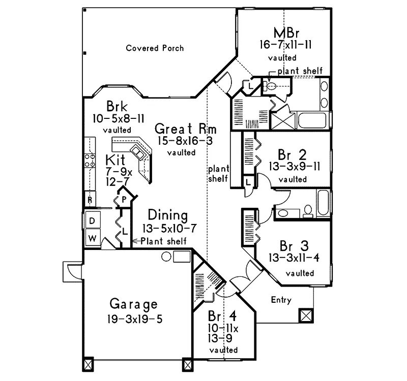 Traditional House Plan First Floor - Wyndham Sunbelt Ranch Home 048D-0001 - Shop House Plans and More