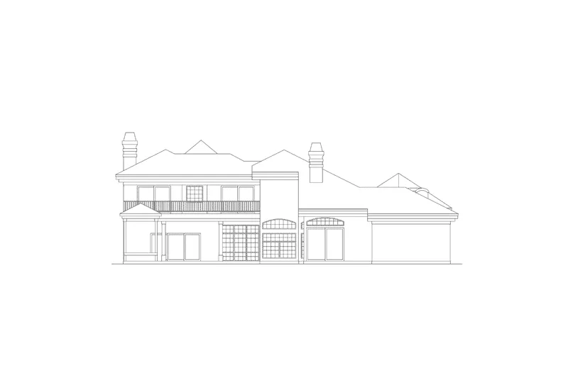 Sunbelt House Plan Rear Elevation - Royalspring Modern Sunbelt Home 048D-0007 - Shop House Plans and More
