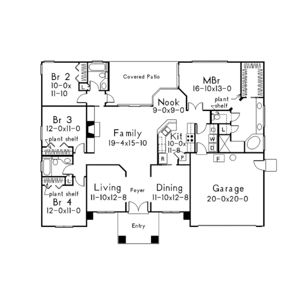 Ranch House Plan First Floor - Rose Way Florida Style Home 048D-0008 - Shop House Plans and More