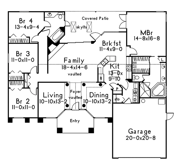 Sunbelt House Plan First Floor - Bellerive Sunbelt Ranch Home 048D-0009 - Search House Plans and More