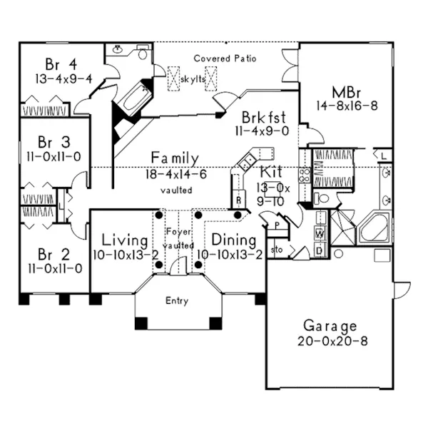 Southwestern House Plan First Floor - Bellerive Sunbelt Ranch Home 048D-0009 - Search House Plans and More