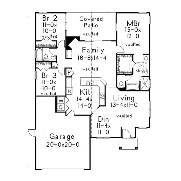 Ranch House Plan First Floor - Sunridge Sunbelt Ranch Home 048D-0011 - Shop House Plans and More