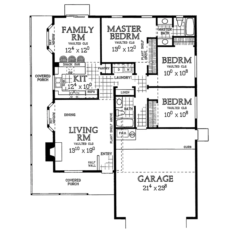 Ranch House Plan First Floor - Whitney Creek Country Ranch Home 049D-0005 - Shop House Plans and More