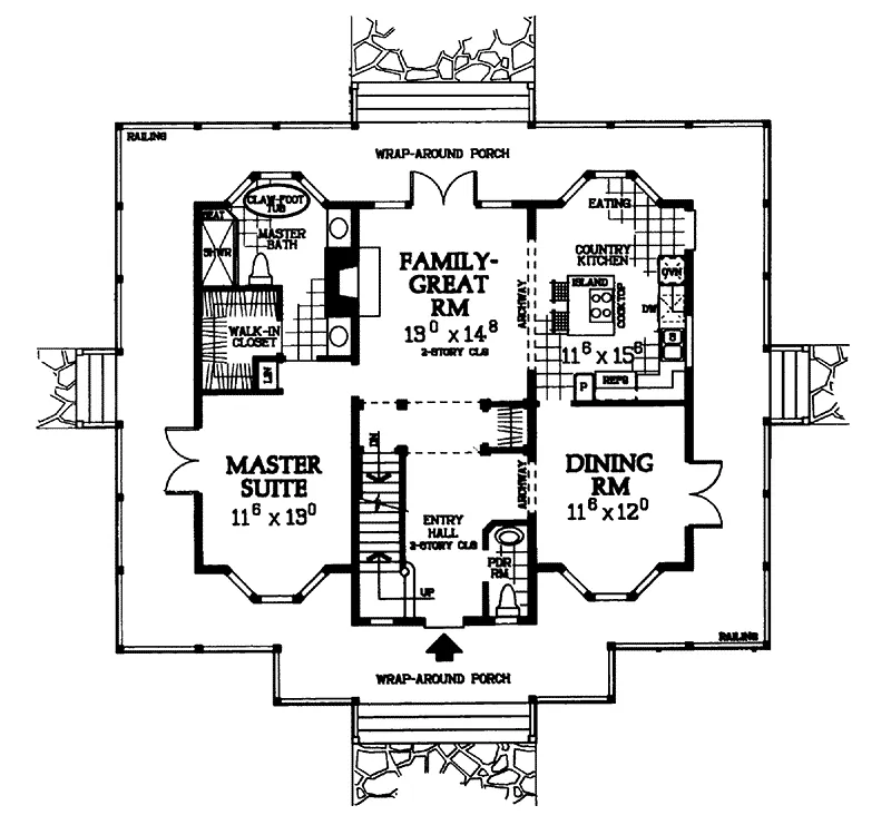 Farmhouse Plan First Floor - Elliot Spring Southern Home 049D-0006 - Search House Plans and More