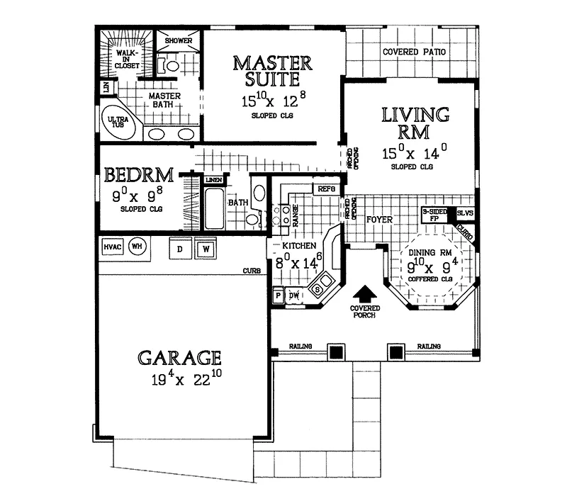 Ranch House Plan First Floor - Cedar Key Rustic Home 049D-0007 - Search House Plans and More