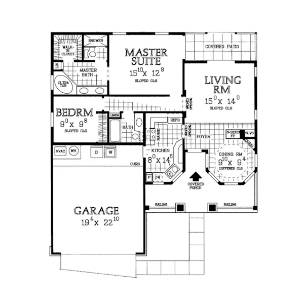 Traditional House Plan First Floor - Cedar Key Rustic Home 049D-0007 - Search House Plans and More