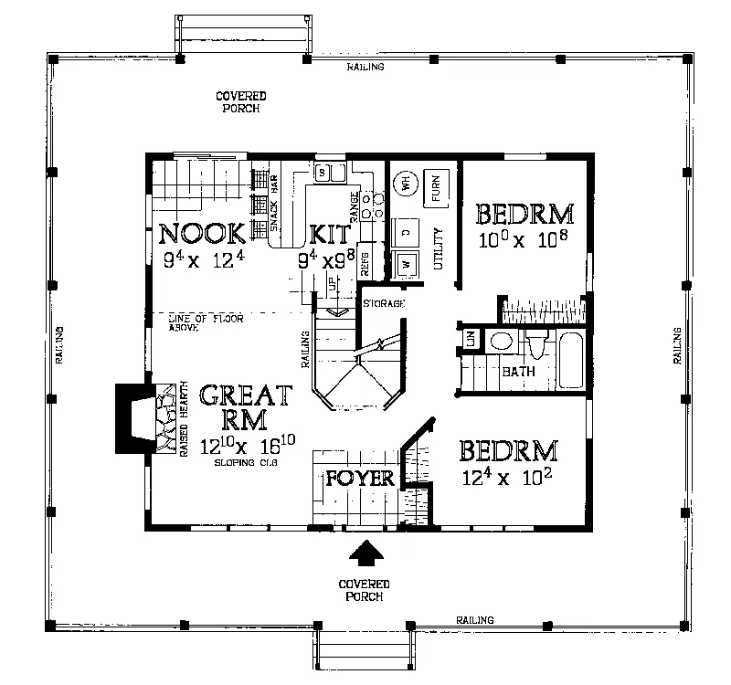Lowcountry House Plan First Floor - Rhodes Country Home 049D-0009 - Shop House Plans and More