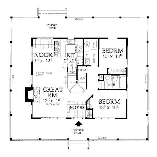 Lowcountry House Plan First Floor - Rhodes Country Home 049D-0009 - Shop House Plans and More