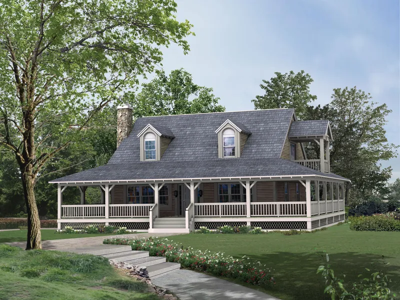 Lowcountry Home Style With Deep Wrap-Around Covered Porch