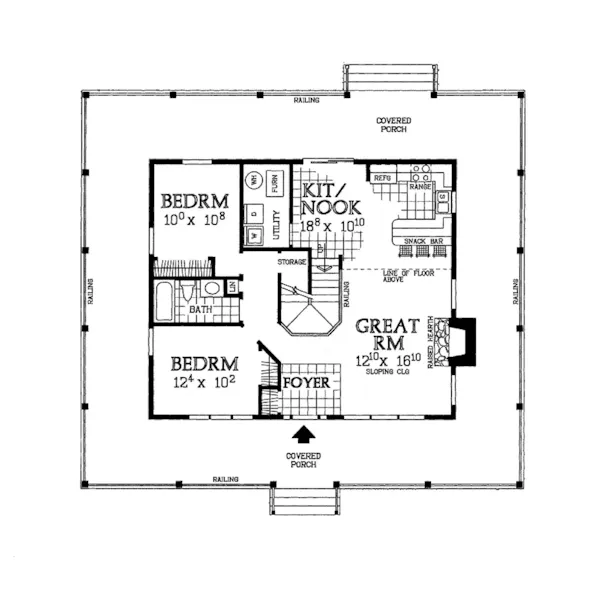 Country House Plan First Floor - Cane Hill Country Farmhouse 049D-0010 - Search House Plans and More