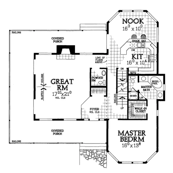 Rustic House Plan First Floor - Marlan Country Home 049D-0011 - Shop House Plans and More