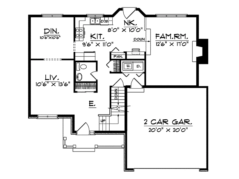 Country House Plan First Floor - Crestview Country Home 051D-0001 - Search House Plans and More